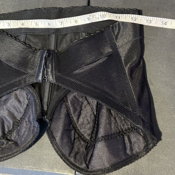 Vintage Backless Bustier By Delicates Lingerie Black Satin Bra Corset 36C Boning - Picture 12 of 13